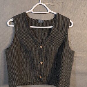 Linen Pinstripe Vest V neck